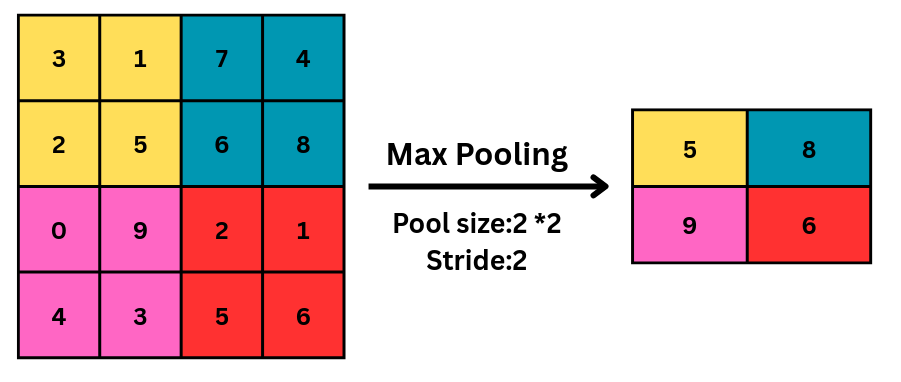 Fig 6: Max pooling is applied on a feature map